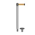 Montour Line Stanchion Belt Barrier Removable Base Pol.Steel Post 7.5ftBrown Belt MX630R-PS-BN-75